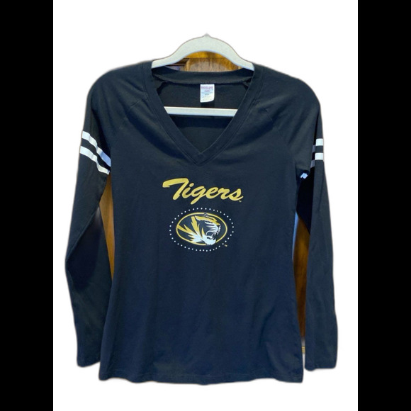 Sideline Apparel T Shirt Missouri Tigers Top Sz Small Black Blouse MIZZOU Emblem - Picture 1 of 7